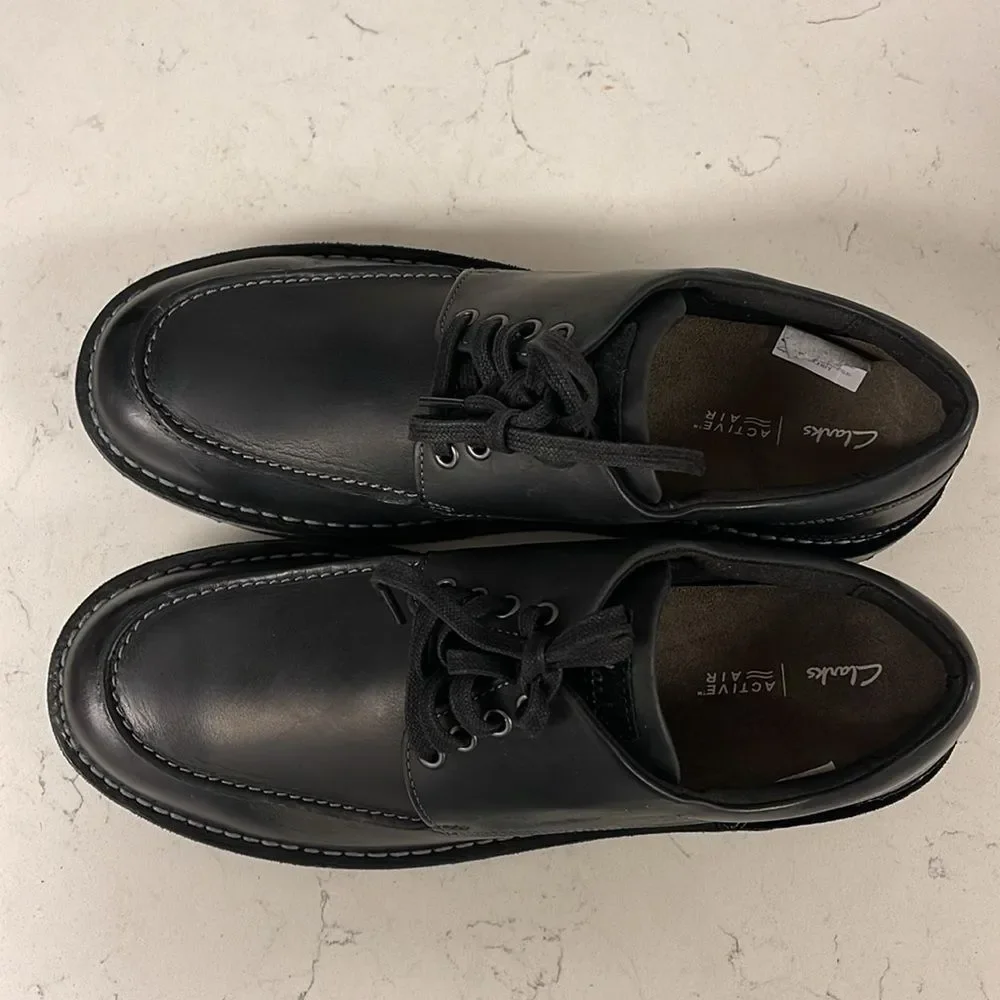 Clarks Gravelle Low Shoes Black Leather Men's Shoes Size 13 Wide ?